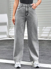 Kotty Women Blue Jean Straight Fit High-Rise Heavy Fade Stretchable Jeans