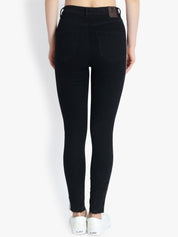 Kotty Women Black Skinny Fit High-Rise Slash Knee Jeans
