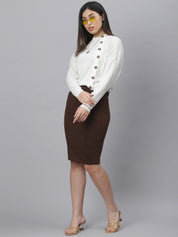 Kotty Women Brown Solid Pencil Skirt