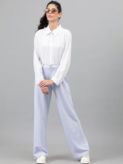 KOTTY BIZwear Women Purple Relaxed Straight Leg Straight Fit Easy Wash Pleated Trousers