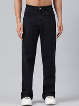 Kotty Men Black Jean Straight Fit Low-Rise Clean Look Stretchable Jeans