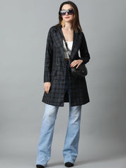 KOTTY BIZwear Black Checked Double-Breasted Overcoat