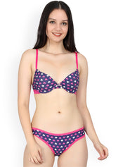 Kotty Women Purple & Pink Printed Lingerie Set KTTIW100