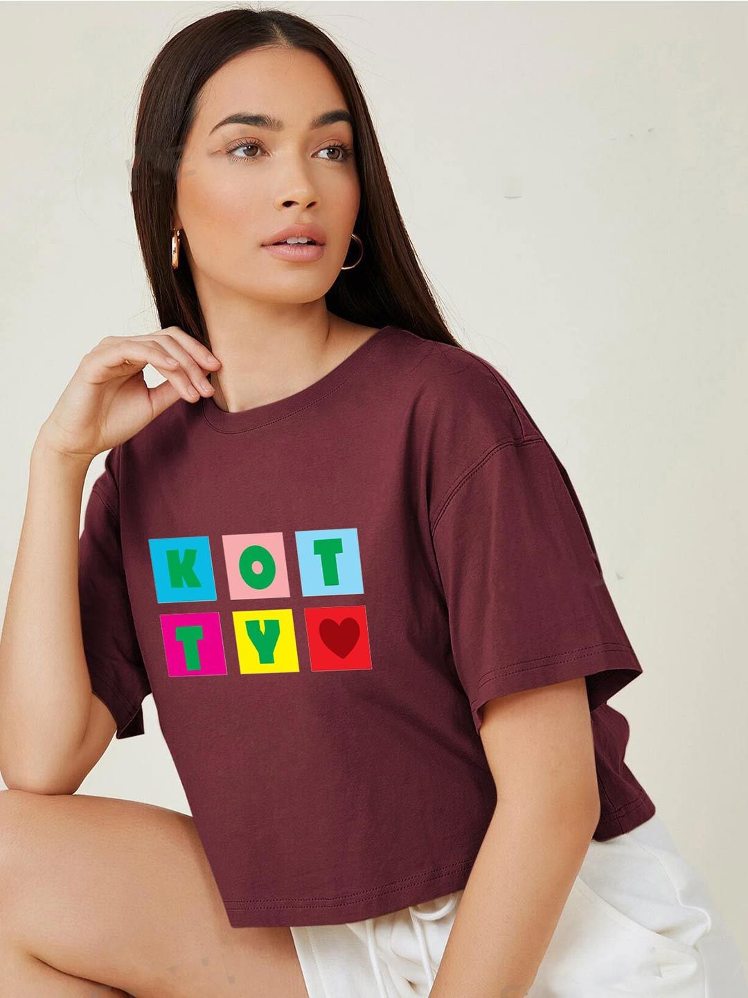 Kotty Women Printed Crop T-shirt