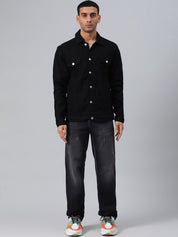 Kotty Men Spread Collar Long Sleeves Denim Jacket
