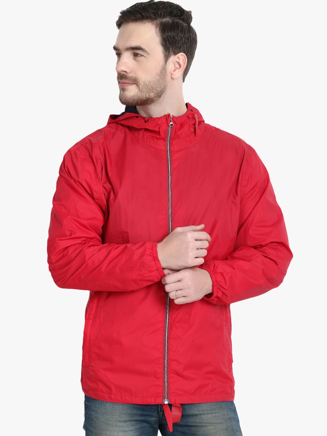 Kotty Men Red Solid Windcheater Padded Jacket