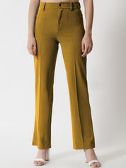 KOTTY BIZwear Women Brown Relaxed Straight Fit High-Rise Easy Wash Trousers