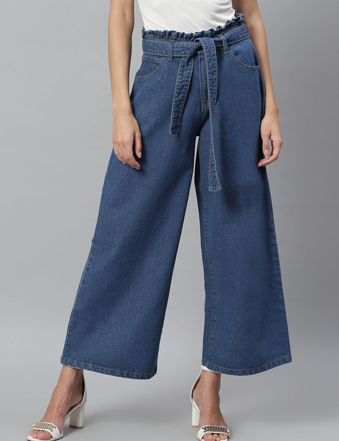 Kotty Women Blue Flared High-Rise Clean Look Stretchable Jeans