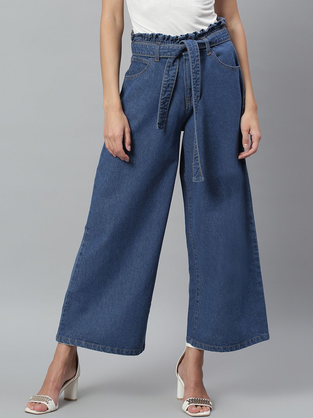 Kotty Women Blue Flared High-Rise Clean Look Stretchable Jeans