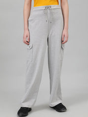 Kotty Women Grey Mid-Rise Straight-Fit Track Pants