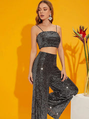 Kotty Women Sequinned Top & Trouser Co-Ord Set