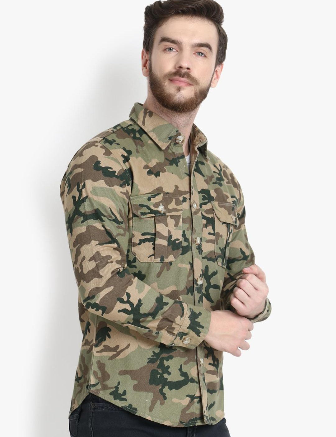 Kotty Men Khaki Printed Lightweight Tailored Jacket