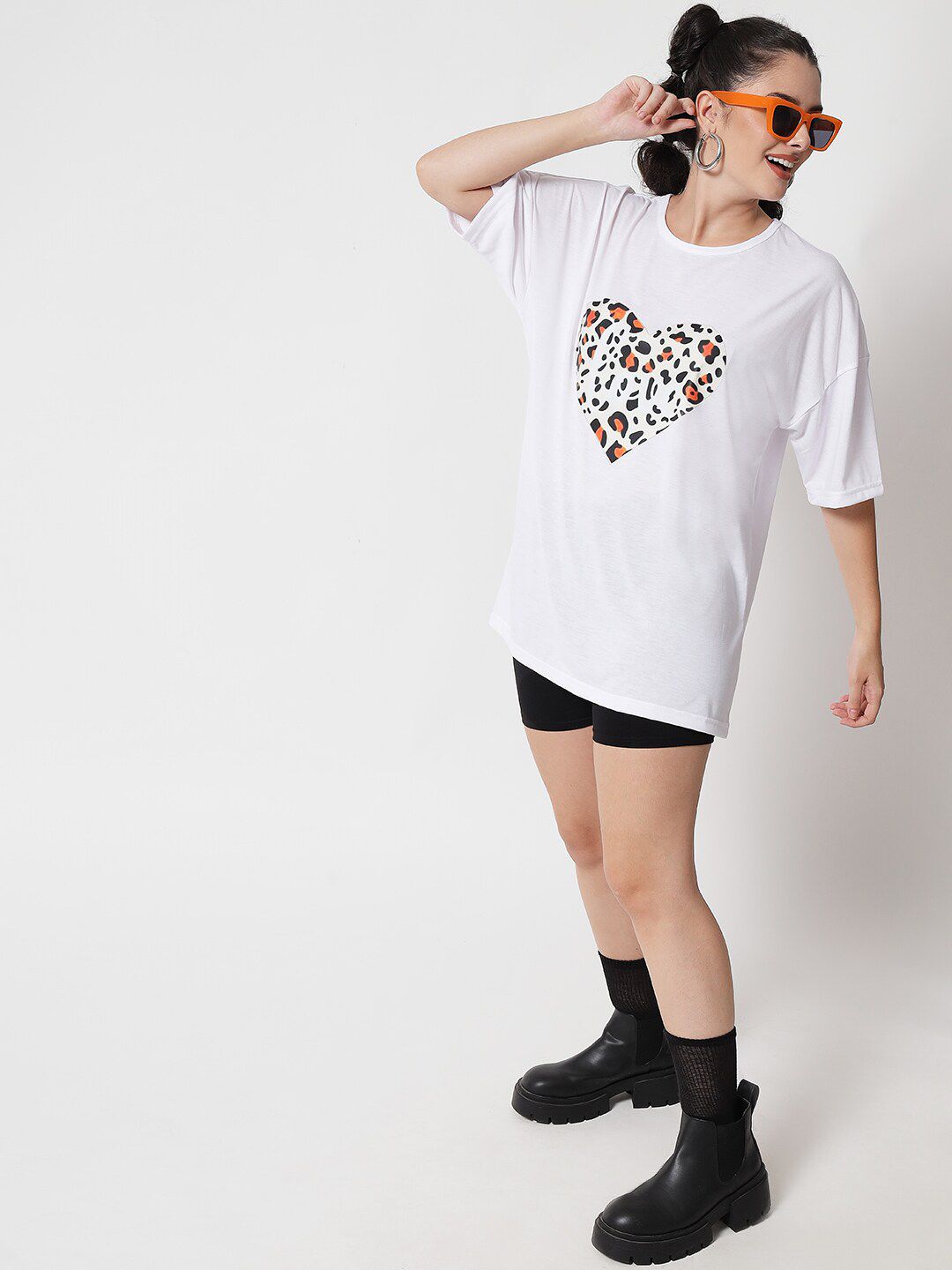 Kotty Animal Printed Loose Cotton T-shirt