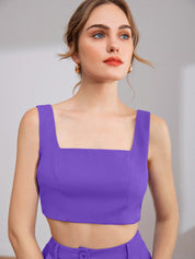 KOTTY BIZwear Square Neck Sleeveless Crop Top & Trousers