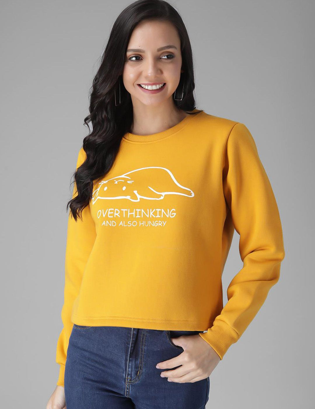 Kotty Women Yellow Printed Sweatshirt
