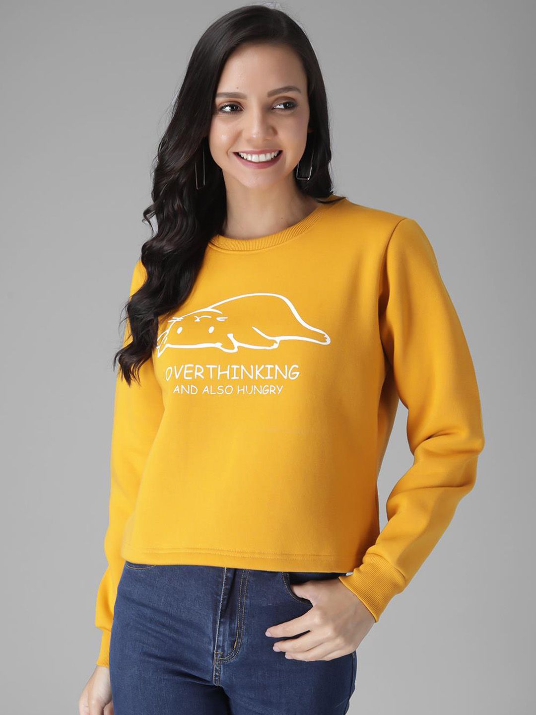 Kotty Women Yellow Printed Sweatshirt