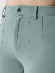 Kotty Women Green Relaxed Straight Fit High-Rise Easy Wash Trousers
