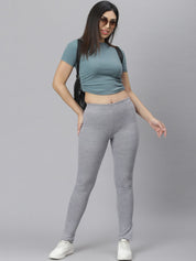 Kotty Women Grey Solid Straight-Fit Track Pants