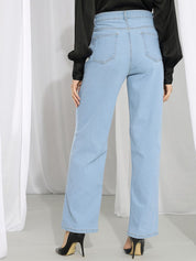 Kotty Women Blue Straight Fit High-Rise Stretchable Jeans