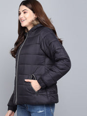 Kotty Women Black Outdoor Puffer Jacket