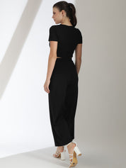 Kotty Black Round Neck Top With Trousers
