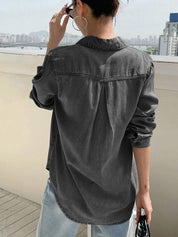 Kotty Black Modern Spread Collar Casual Shirt