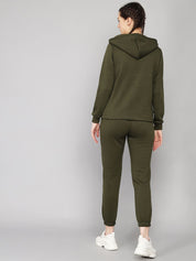 Kotty Women Olive Solid Sweatshirt With Sweatpant