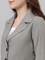 Kotty Grey Lapel Collar Crop Blazer With Trousers
