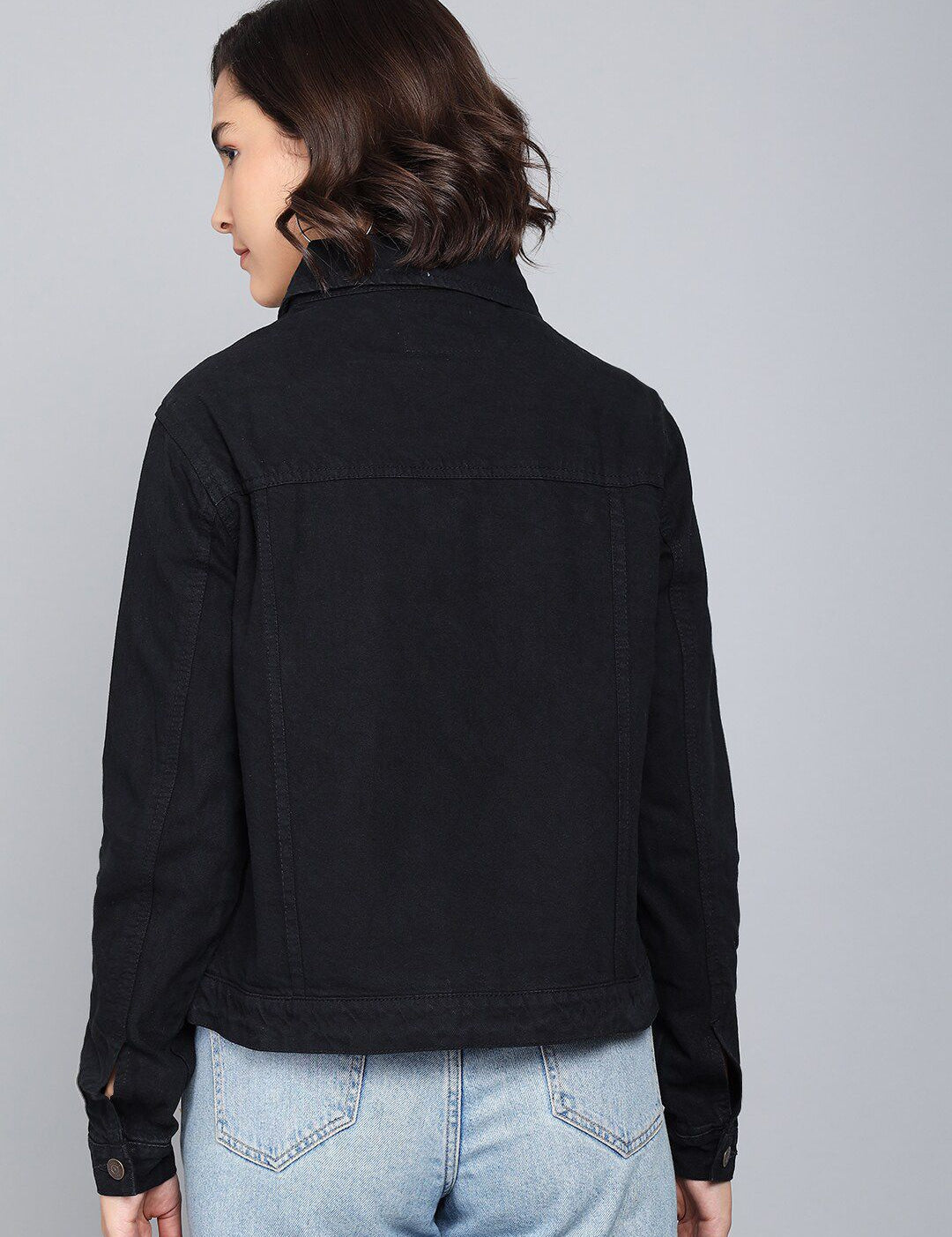 Kotty Women Black Cotton Denim Jacket