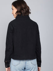Kotty Women Black Cotton Denim Jacket