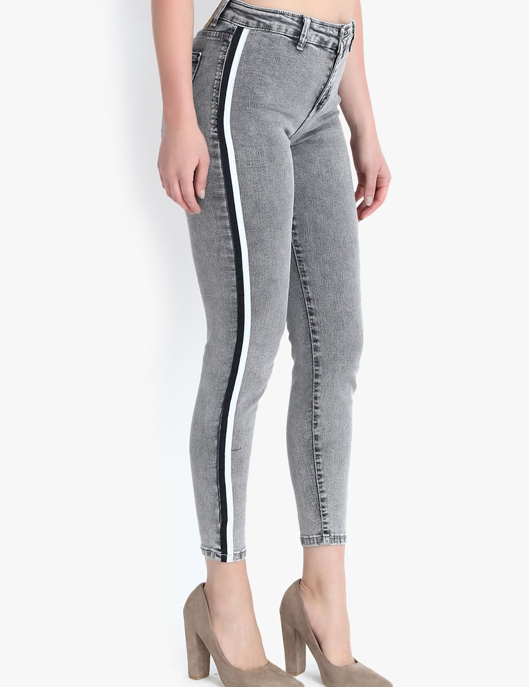 Kotty Women Grey Skinny Fit High-Rise Clean Look Stretchable Jeans