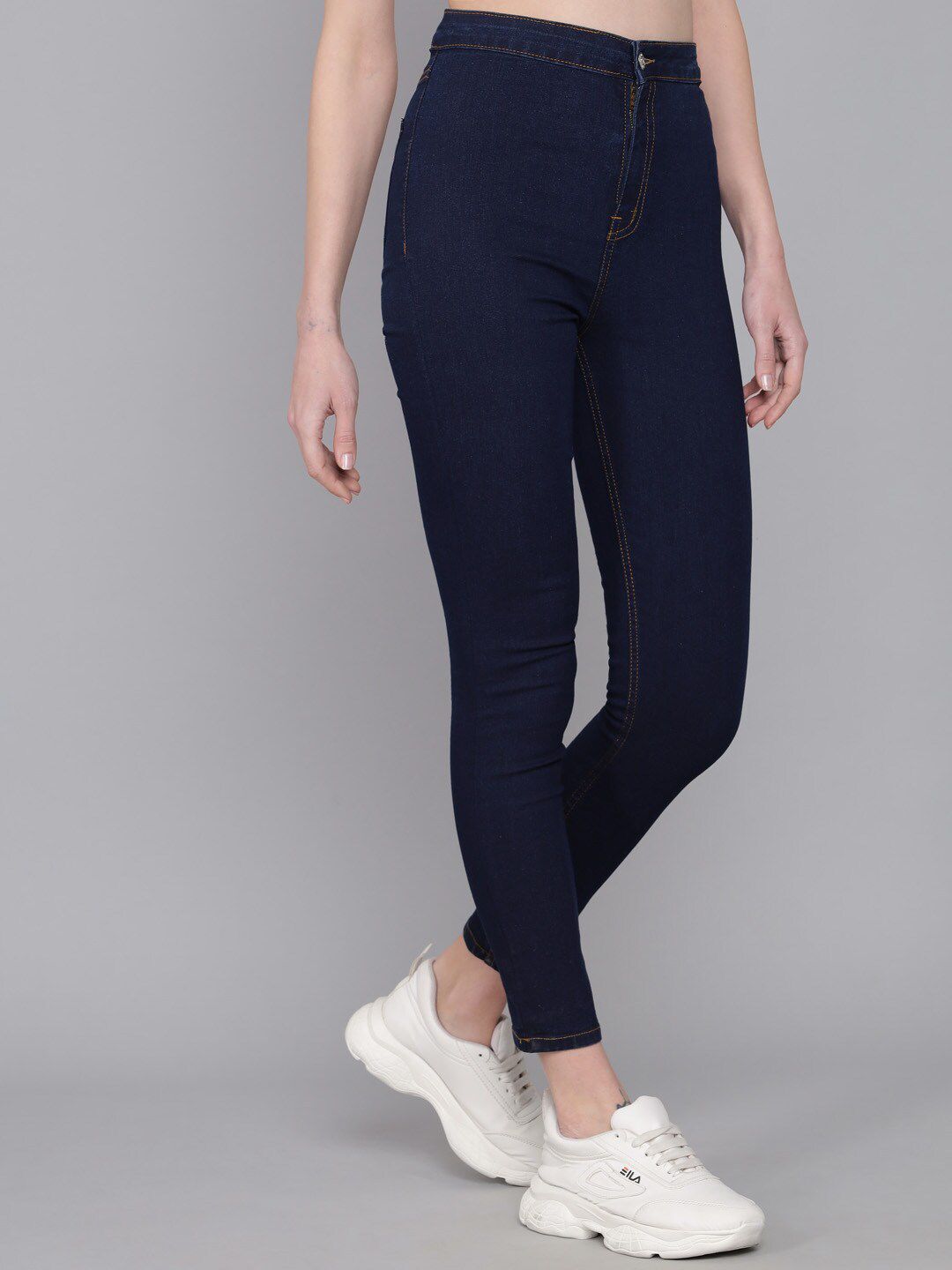 Kotty Women Blue Jean Skinny Fit High-Rise Cropped Jeans