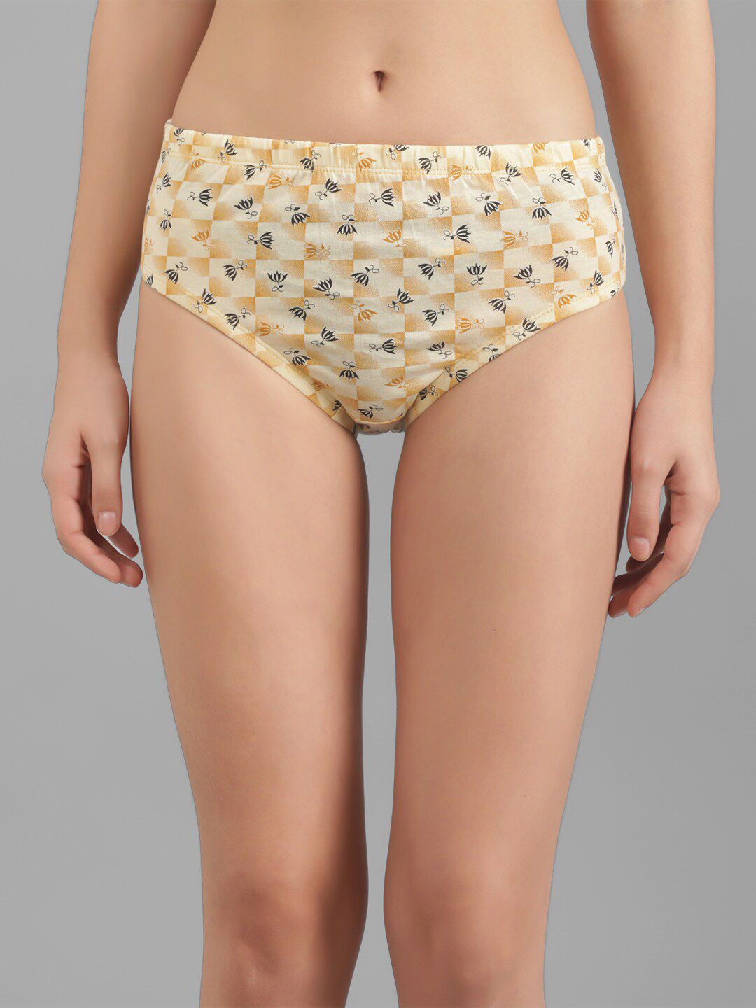Kotty Women Yellow & Black Printed Hipster Briefs KTTWOMENSPANTY373
