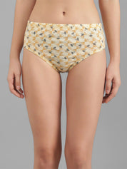 Kotty Women Yellow & Black Printed Hipster Briefs KTTWOMENSPANTY373