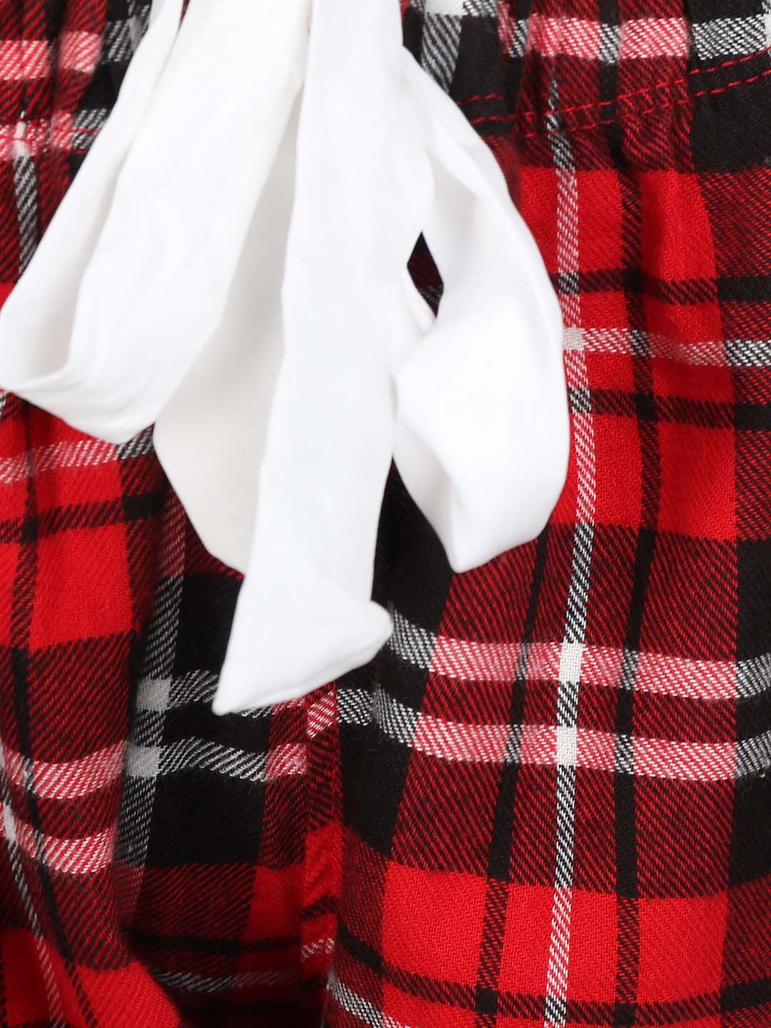 Kotty Women Red & Black Checked Lounge Shorts KTTSLEEPSHORTS206