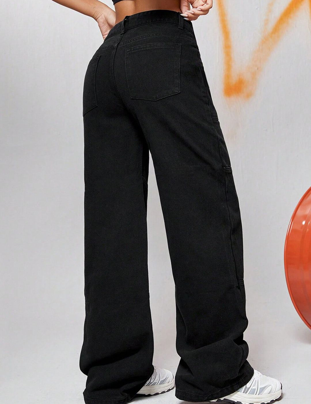 Kotty Women Black Jean Wide Leg High-Rise Clean Look Stretchable Jeans