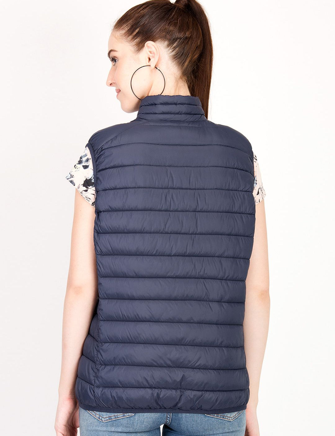 Kotty Women Navy Blue Solid Insulator Puffer Jacket