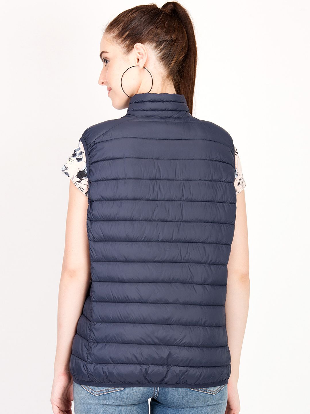 Kotty Women Navy Blue Solid Insulator Puffer Jacket