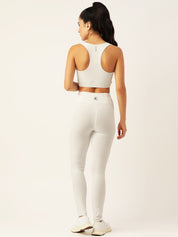 Kotty Women Off White High-Rise Sports Bra & Tights