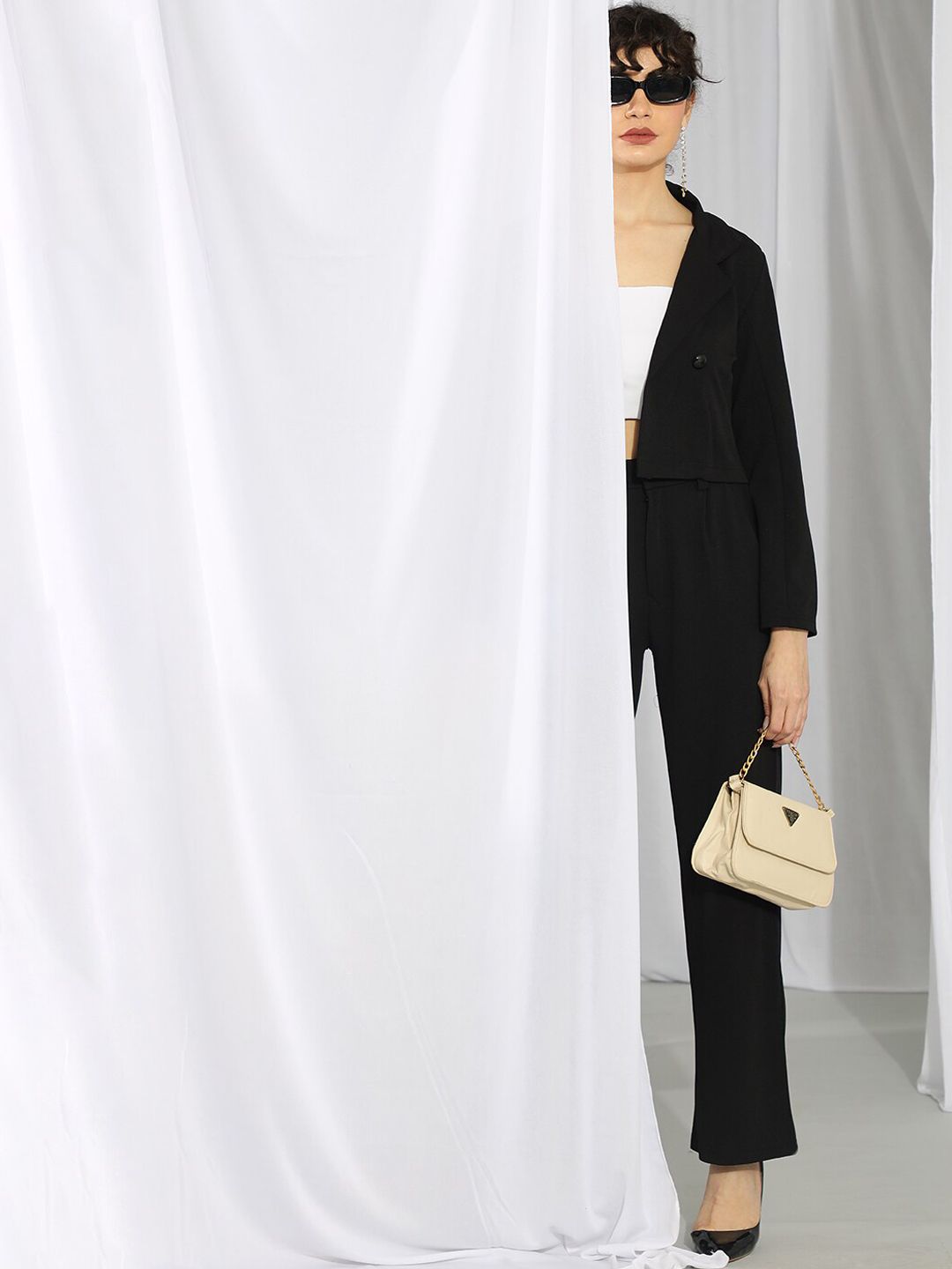 KOTTY BIZwear Black Shirt Collar Blazer & Trousers