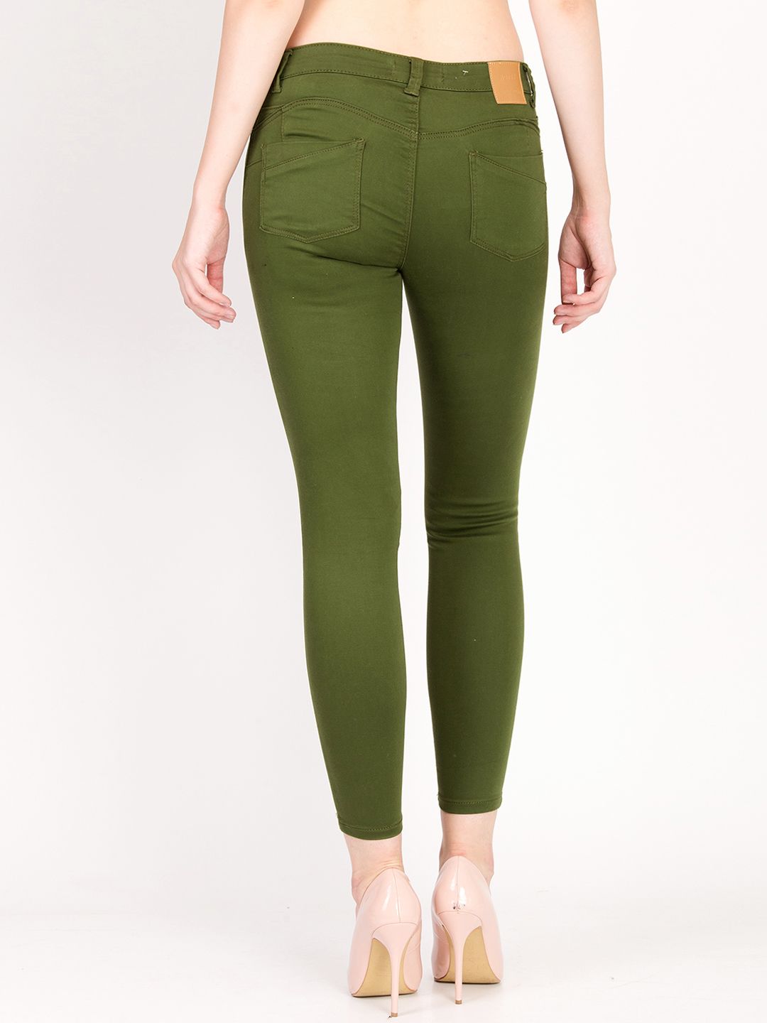 Kotty Women Olive Green Skinny Fit High-Rise Clean Look Jeans