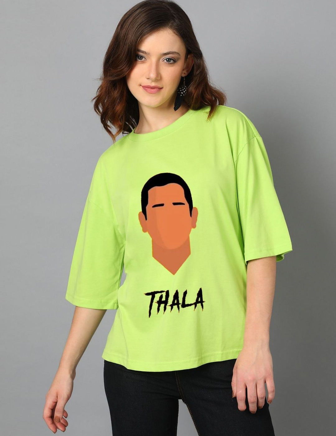 Kotty Women Graphic Printed Round Neck Cotton Oversized T-shirt