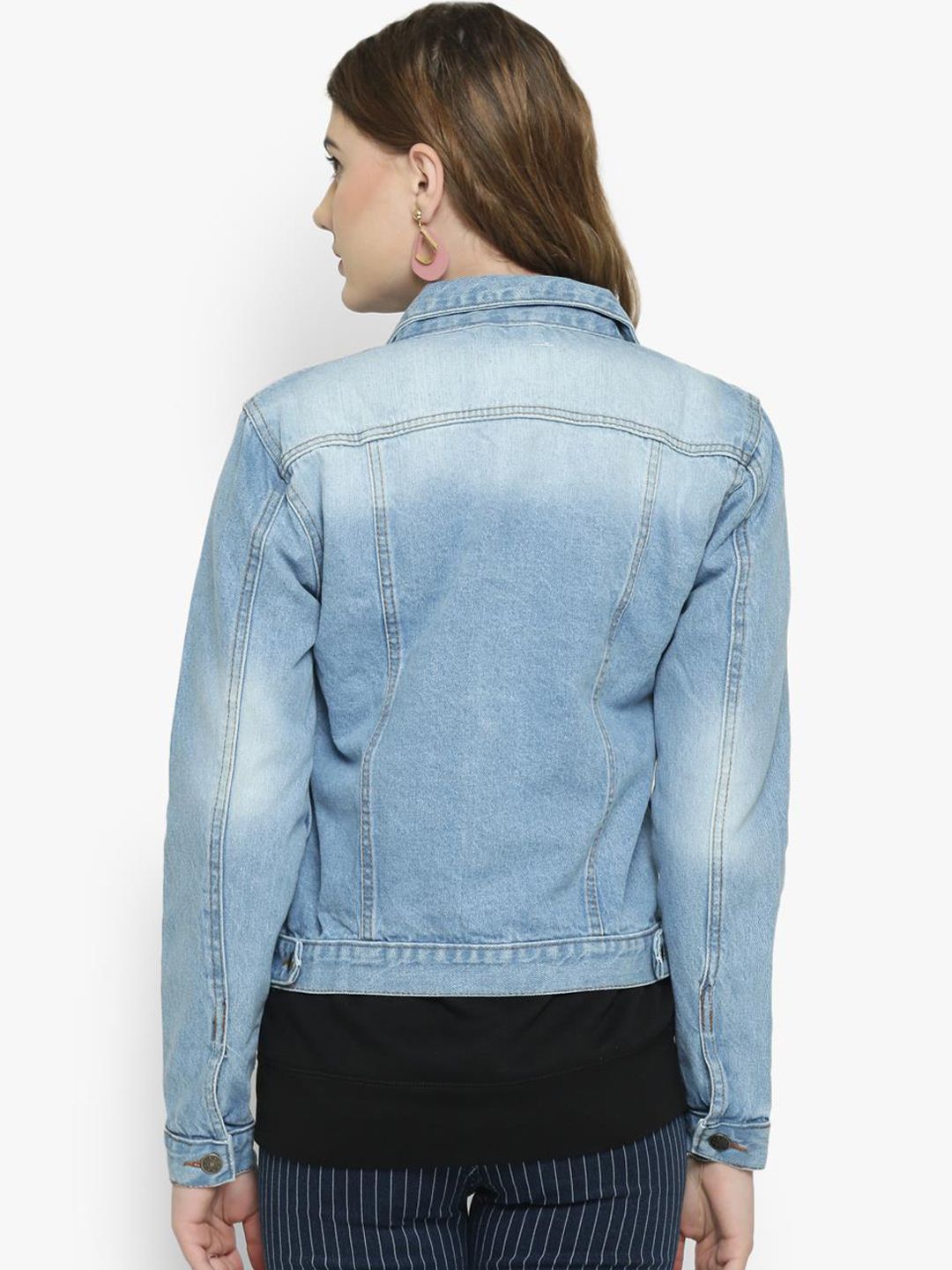 Kotty Women Blue Solid Denim Jacket