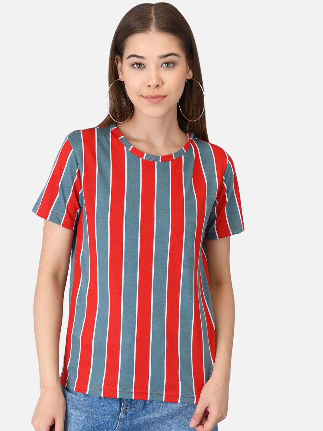 Kotty Women Pack of 2 Striped V-Neck T-shirts