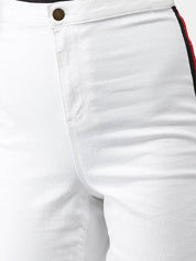 Kotty Women White Skinny Fit High-Rise Clean Look Jeans With Side Stripes