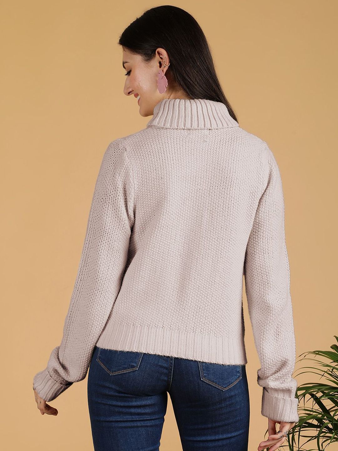 Kotty Women Turtle Neck Ribbed Pullover Sweater