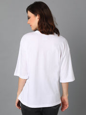 Kotty Round Neck Drop-Shoulder Sleeves Oversized T-shirt