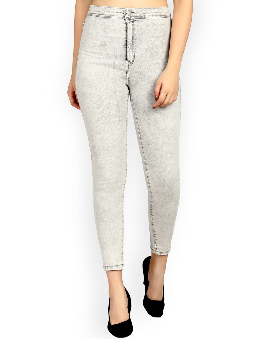 Kotty Women Grey Skinny Fit High-Rise Clean Look Jeans