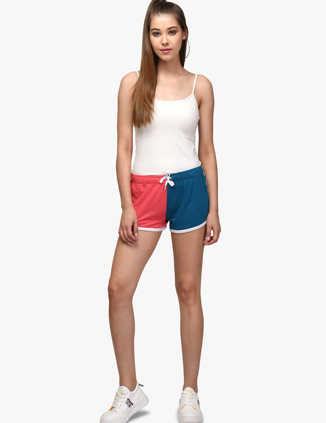 Kotty Women Red Colourblocked Regular Fit Regular Shorts