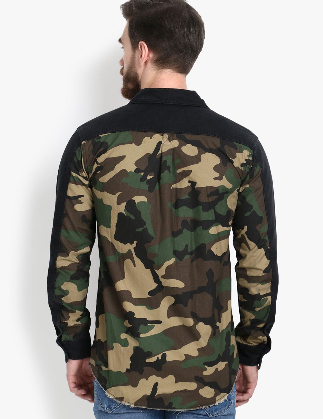 Kotty Men Black Camouflage Lightweight Denim Jacket